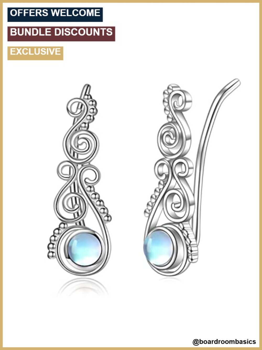 925 Sterling Silver Spiral Ear Climbers Ear Cuffs Hypoallergenic